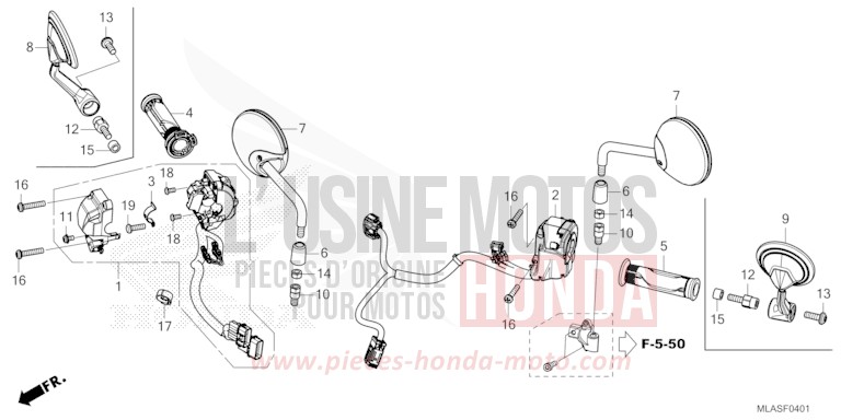 CONTACTEUR DE POIGNEE/MIROIR (CMX1100D/D2/D3) de CMX 1100 "Rebel" MAT BALLISTIC BLACK METALLIC (NHA86) 2025